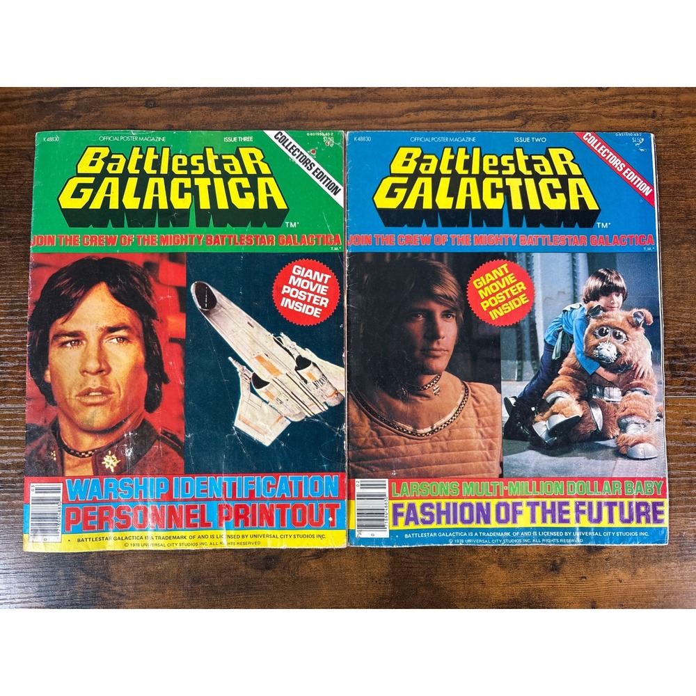 Vintage 1978 Battlestar Galactica Official Poster Magazines Issue 2 & 3 Set